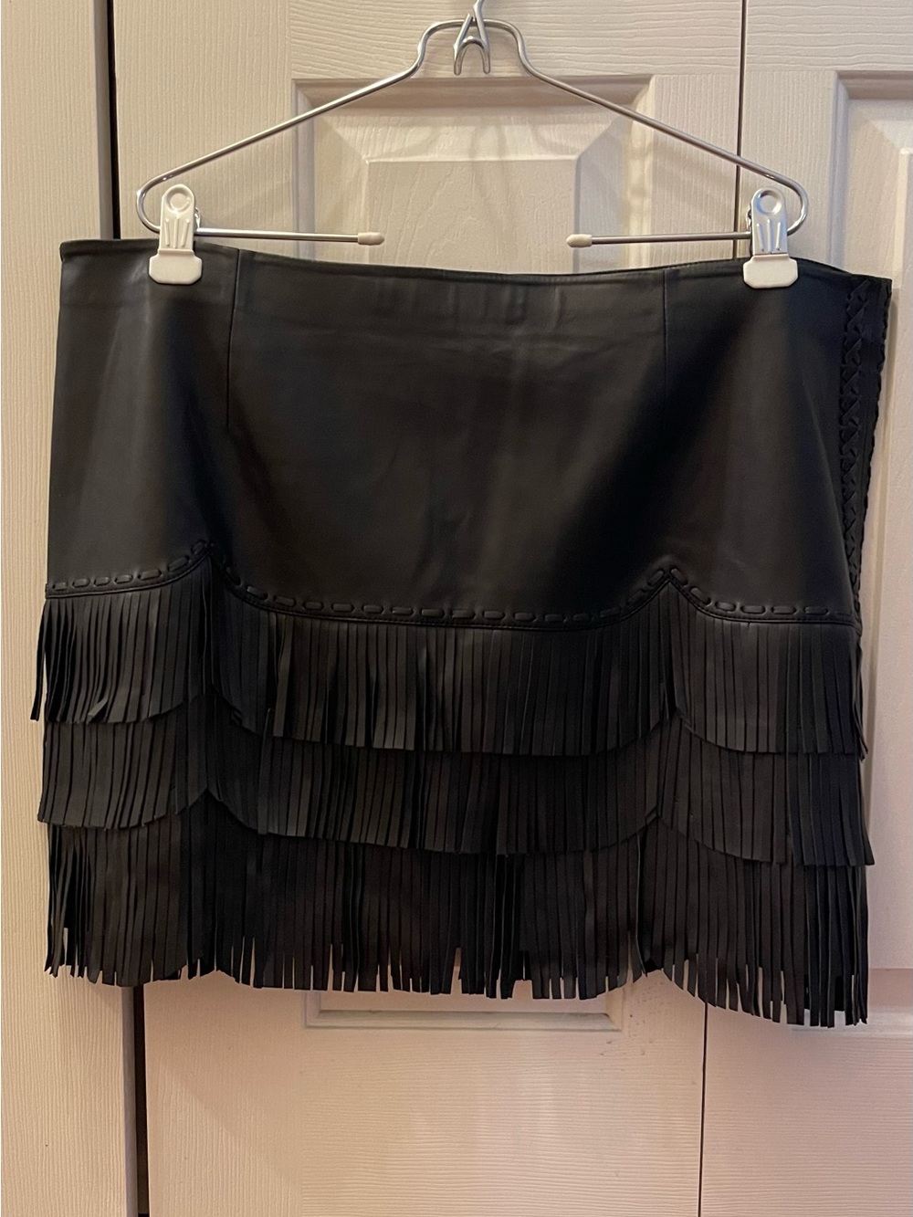 Idyllwind Black faux Leather Fringe Mini Skirt